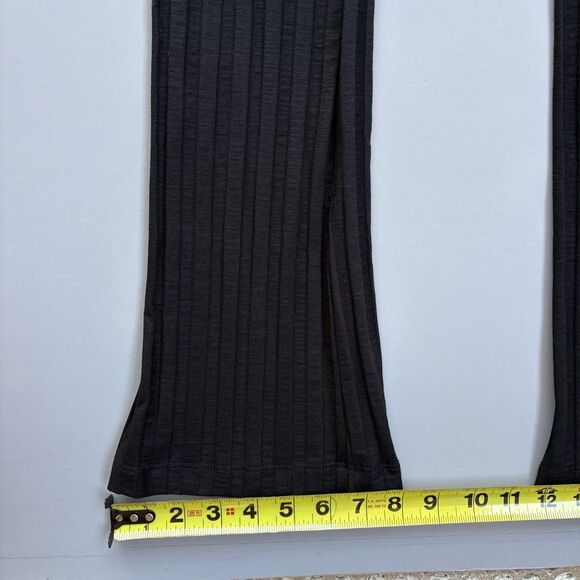 REFORMATION Women's XS Black Ribbed Flare Pull-On Pants Tencel Lyocell High Rise - Picture 8 of 12